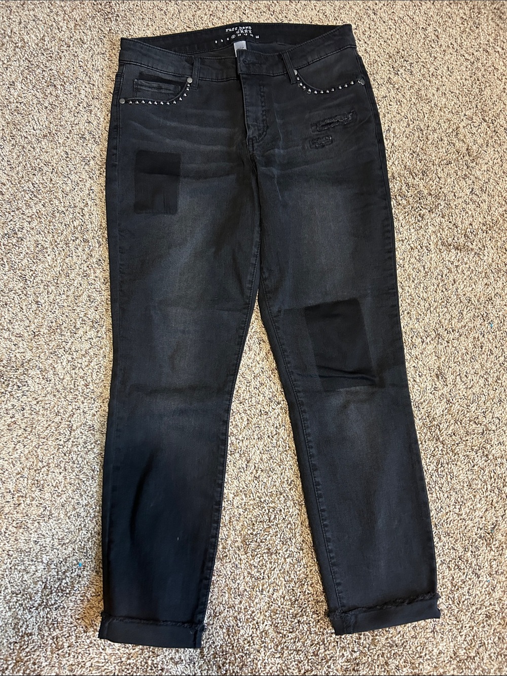 Black Distressed women’s Jeans with Studded Detail